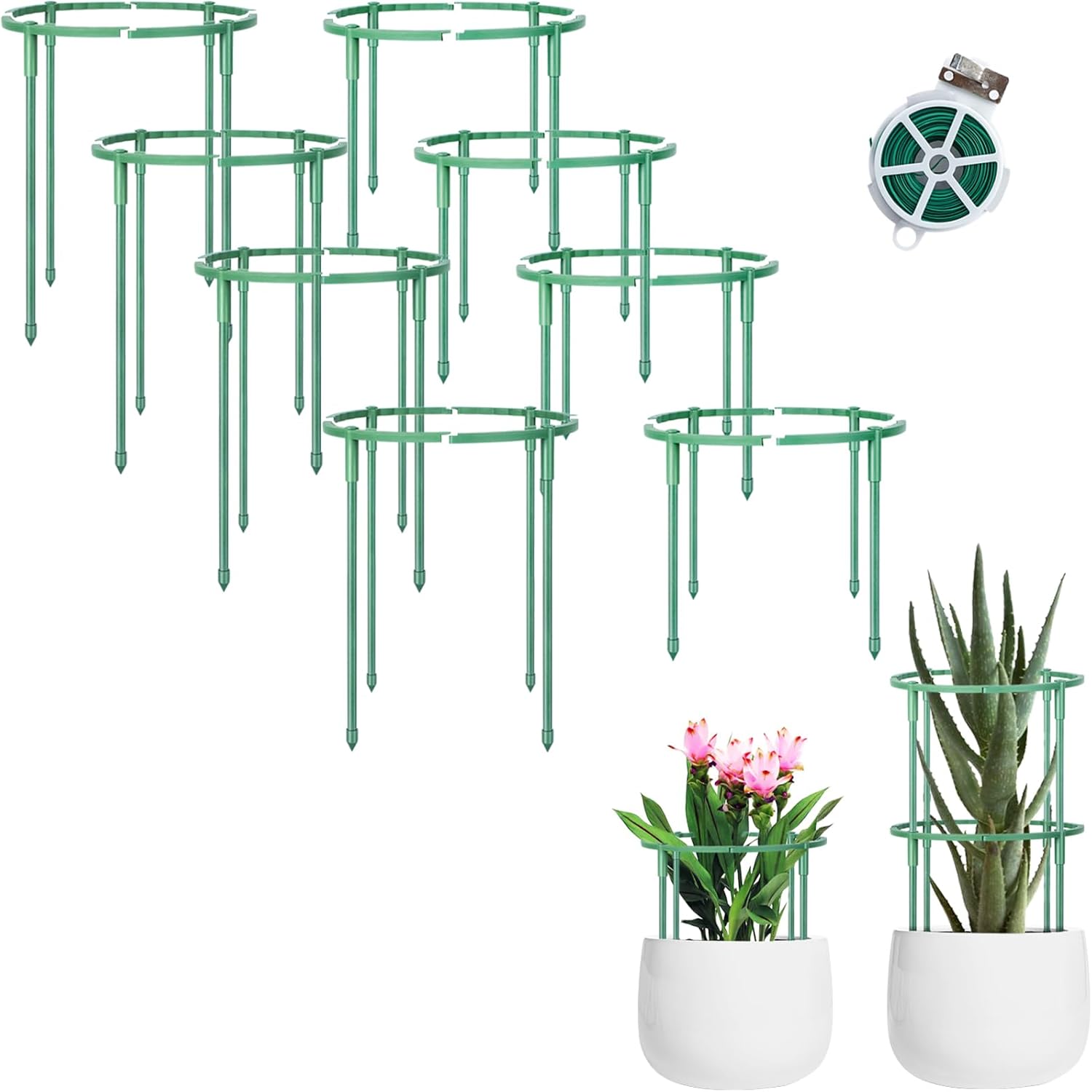 Plant Support Stakes, Stackable Flower Support Stakes, Half Round Plant ...