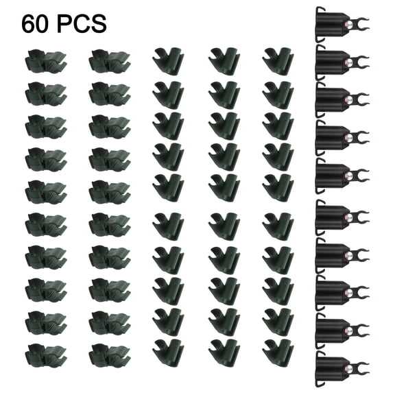 Plant Support Trellis Connector Clips,60 Pack Garden Stakes Connectors,For Climbing Plants Frame Building,11Mm Black Green