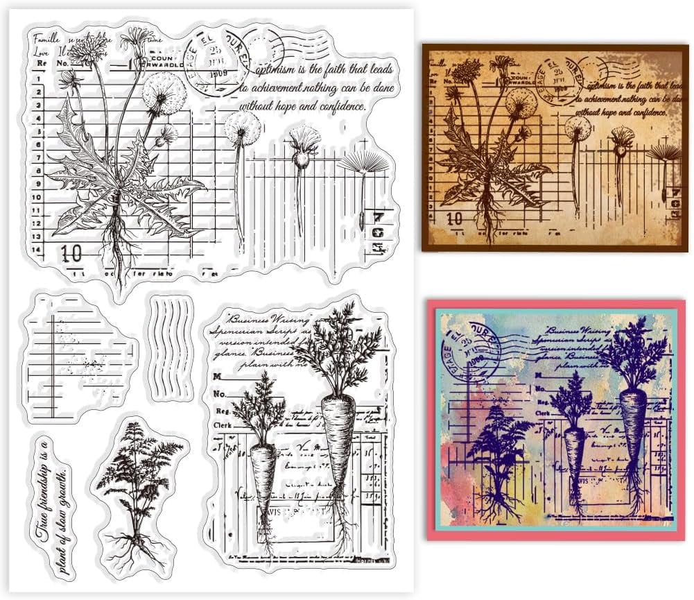 Plant Table Background Clear Stamps for Cards Making Schedule Text ...