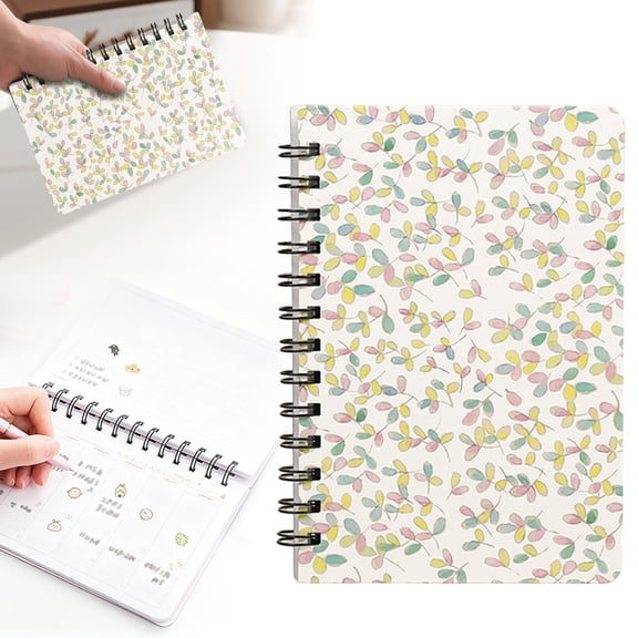 Plant Themed Botanical Planner,Pocket Notebook 5"x7",Hardcover Daily Time Management Spiral Notebook, Hourly Weekly Monthly Academic Organizer(C)