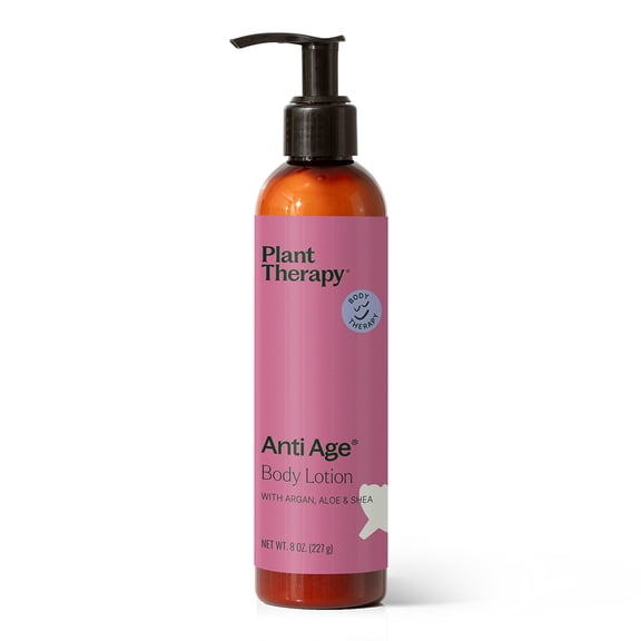 Plant Therapy Anti Age Body Lotion with Argan, Aloe & Shea 8 oz Firms, Smooths, and Deeply Hydrates, Rich in Antioxidants for Age Defense, Aromatherapeutic Blend Nurtures Aging Skin