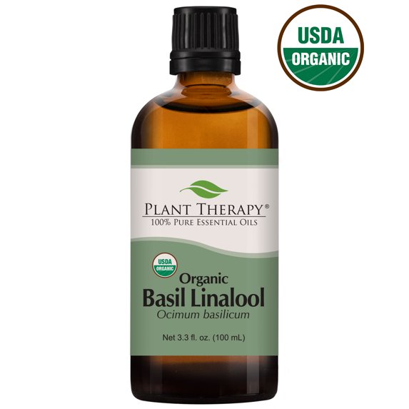 Plant Therapy Basil Linalool Organic Essential Oil 100 mL (3.3 oz) 100% Pure