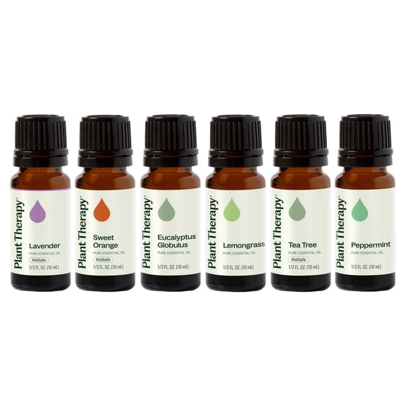 Plant Therapy Breathe Easy Essential Oil Set - Lavender, Eucalyptus, Peppermint, Lemongrass, Orange Sweet, Tea Tree, 100% Pure, Natural Aromatherapy 10 mL (1/3 oz)