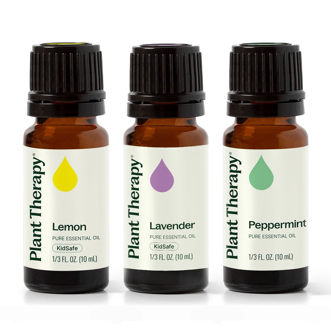 Plant Therapy Lemon, Lavender and Peppermint Essential Oil Set 10 mL (1/3 oz) 100% Pure, Undiluted, Natural Aromatherapy