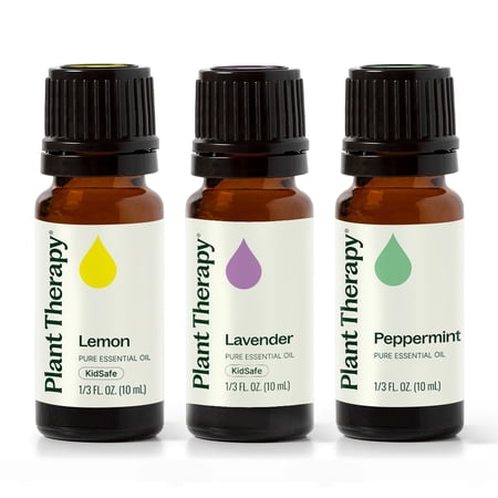 Plant Therapy Lemon, Lavender and Peppermint Essential Oil Set 10 mL (1/3 oz) 100% Pure, Undiluted, Natural Aromatherapy