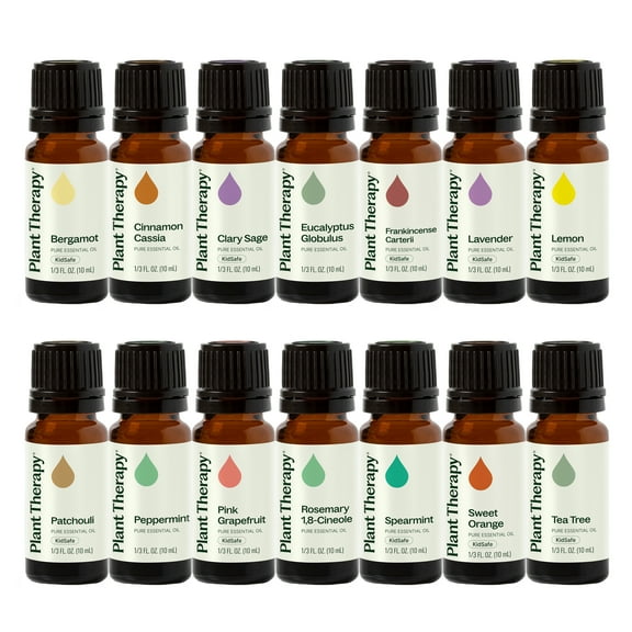 Plant Therapy Top 14 Singles Set Lavender, Eucalyptus, Peppermint, Orange Sweet, Lemon & More 100% Pure, Undiluted, Natural Aromatherapy for Topical Use & Diffusion, Therapeutic Grade 10 mL (1/3 oz)