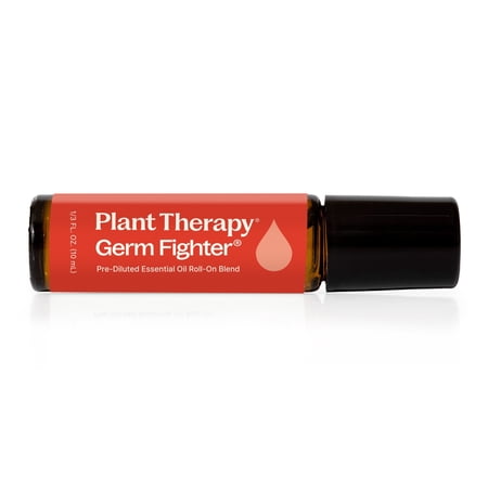 Plant Therapy Germ Fighter Essential Oil Blend 100% Pure, Pre-Diluted Roll-On, Natural Aromatherapy 10 mL (1/3 oz)