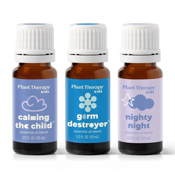 Plant Therapy KidSafe Essentials Blend Set 100% Pure, Undiluted, Natural Aromatherapy, KidSafe Essential Oils for Calming, Sleep, and Immune Support, 10 ml (1/3 oz) Each