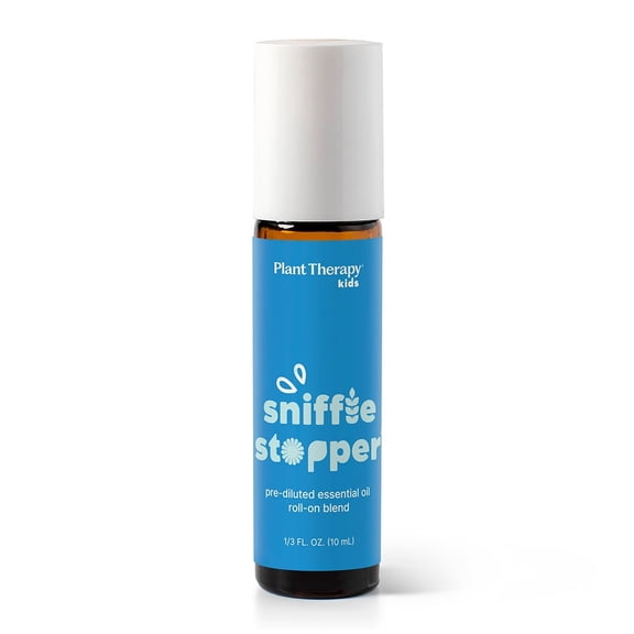 Plant Therapy Kids Sniffle Stopper Essential Oil Blend Pre-Diluted Roll-On 10 mL (1/3 oz) Respiratory Support Blend 100% Pure, Natural Aromatherapy