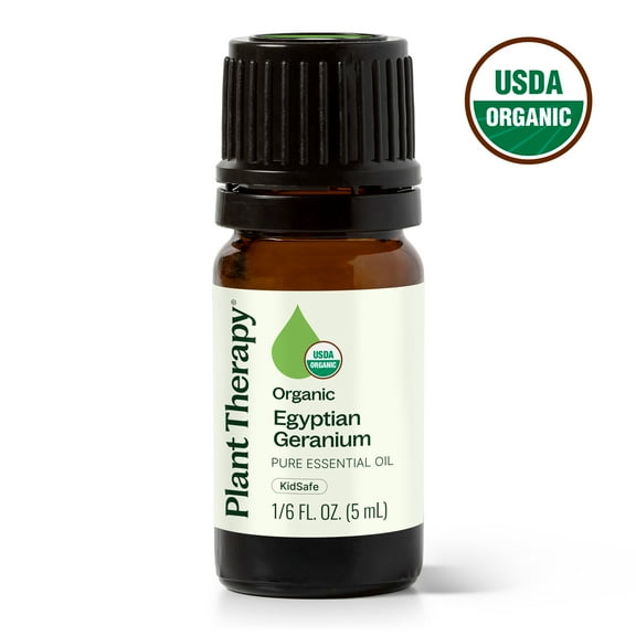 Plant Therapy Geranium Egyptian Organic Essential Oil 100% Pure, USDA Certified Organic, Undiluted 5 mL (1/6 oz)