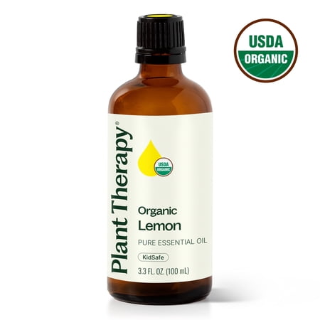 Plant Therapy Organic Lemon Essential Oil 100% Pure, USDA Certified Organic, Undiluted, Natural Aromatherapy, Therapeutic Grade 100 mL (3.3 oz)