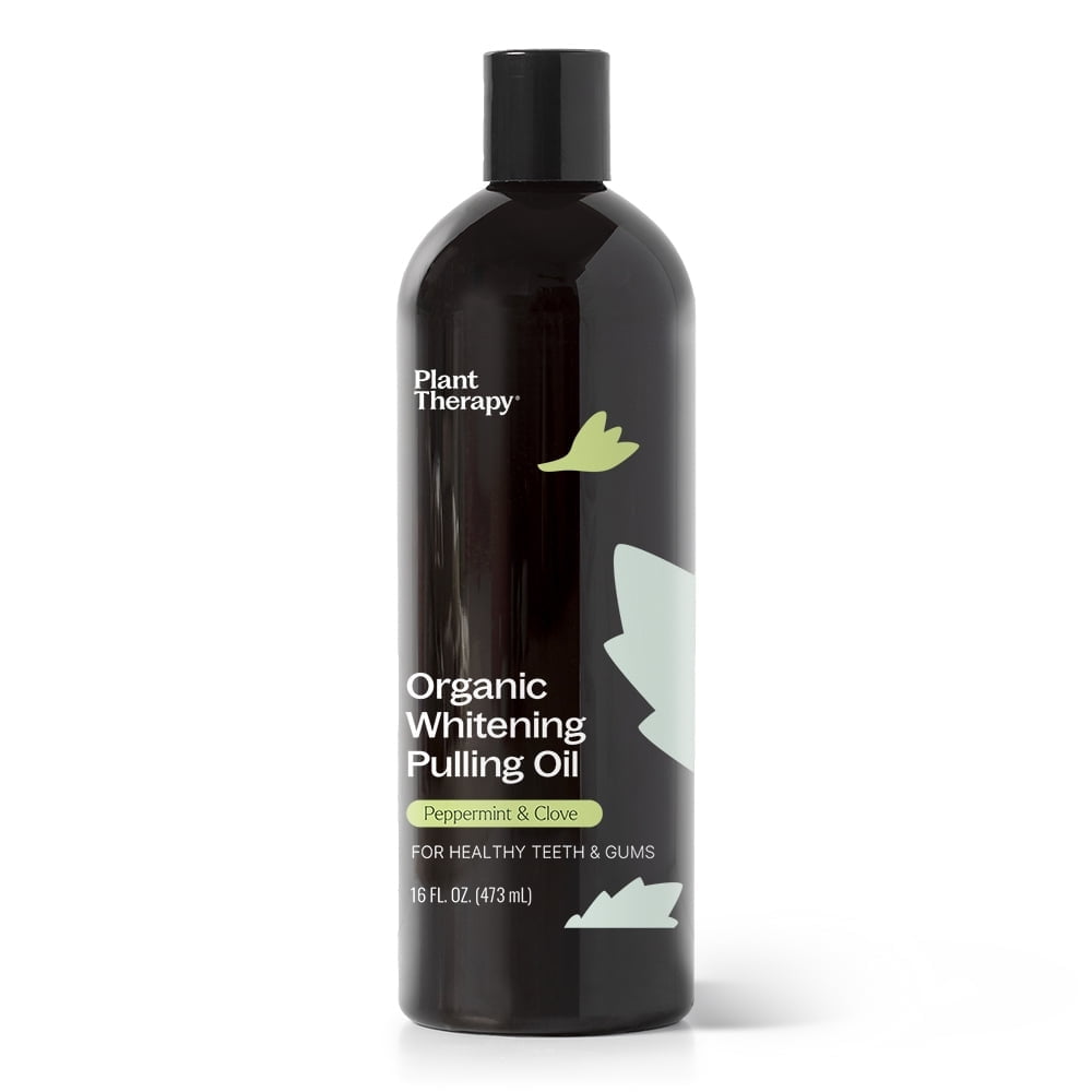 Plant Therapy Organic Pulling Oil 16 oz Coconut & Peppermint, Naturally Whitens Teeth, Freshens Breath & Supports Gum Health, Helps Calm Oral Irritation and Discomfort, Natural Essential Oils
