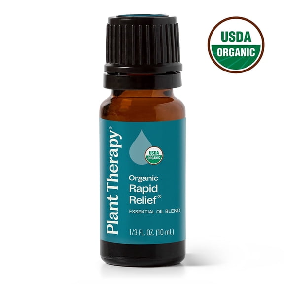 Plant Therapy Organic Rapid Relief Essential Oil Blend 10 mL (1/3 oz) Pain and Soreness Blend 100% Pure, Undiluted, Natural Aromatherapy