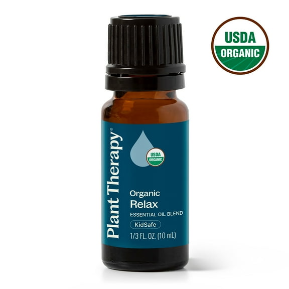 Plant Therapy Organic Relax Essential Oil Blend for Sleep & Stress 100% Pure, Undiluted, Natural Aromatherapy, Therapeutic Grade 10 mL (1/3 oz)