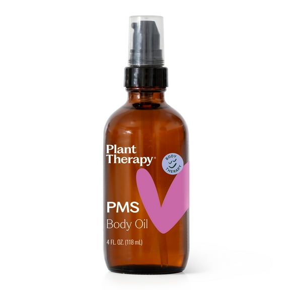 Plant Therapy PMS Body Oil 4 oz Helps Balance & Calm Emotions, Soothes Cramps & Stomach Discomfort, Relaxes Tight & Tired Muscles