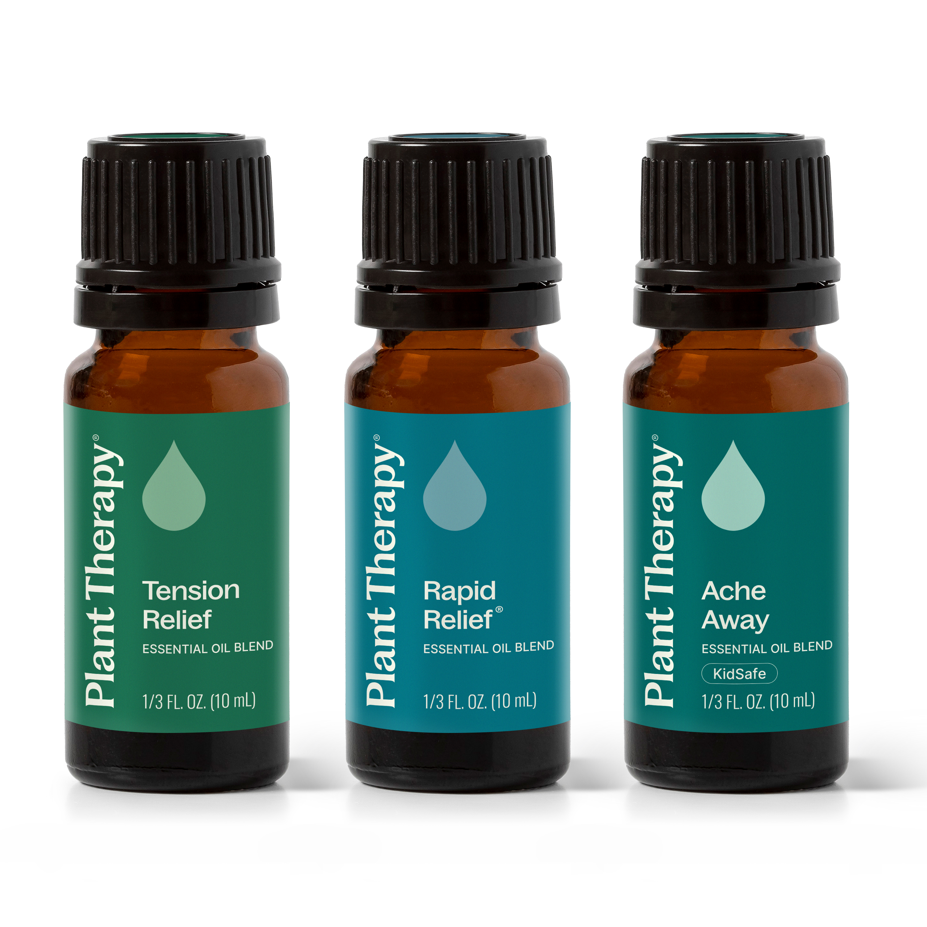Plant Therapy Pain Support Essential Oil Blend Set 10 mL (1/3 oz) each of Ache Away, Rapid Relief & Tension Relief, Pure, Undiluted, Essential Oil Blends