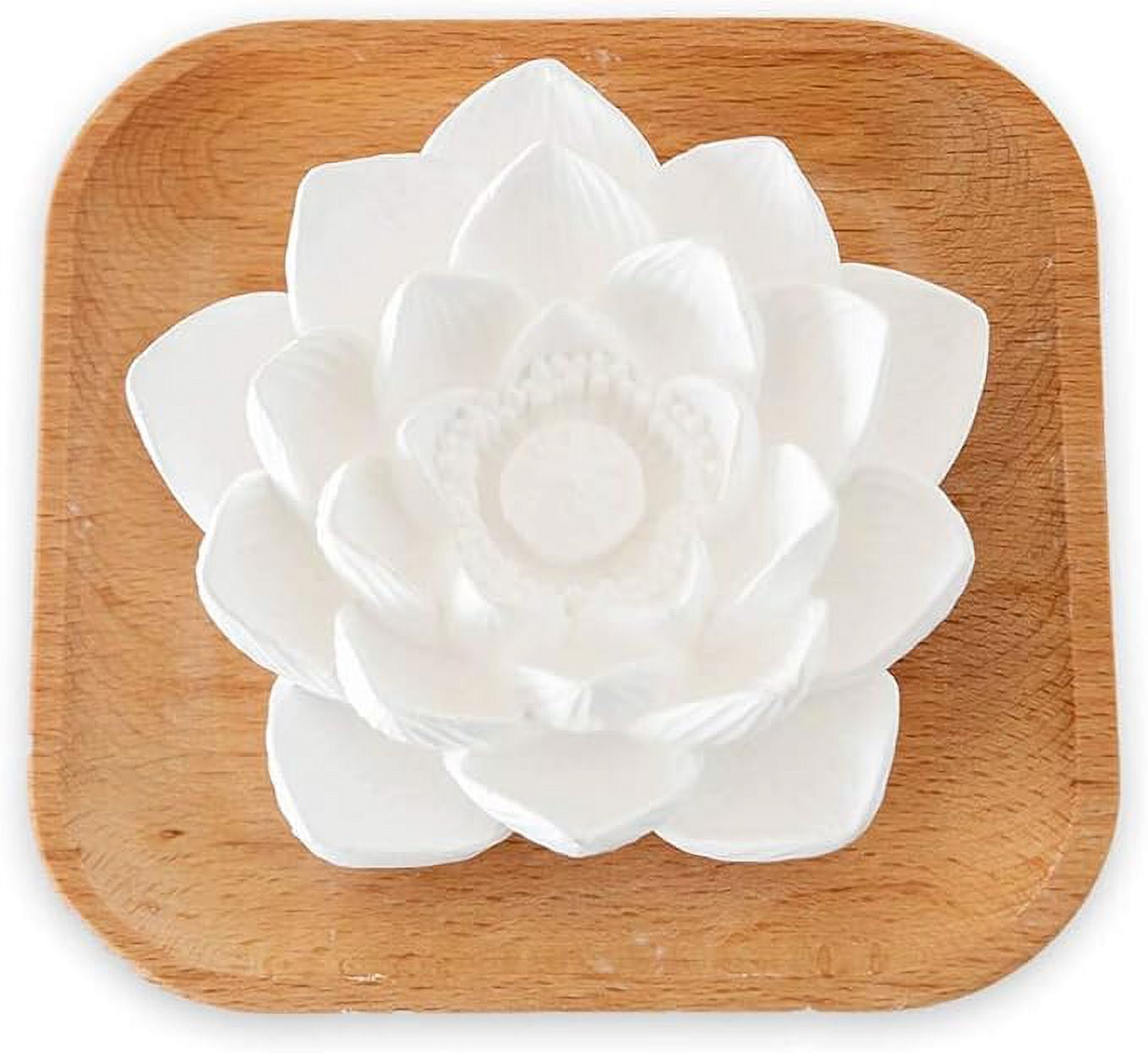 White Lotus Flower Aromatherapy Diffuser with Beech Wood Base