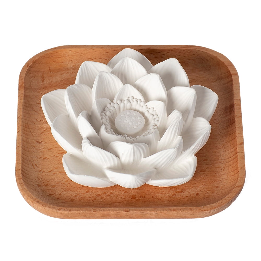 White Lotus Flower Aromatherapy Diffuser with Beech Wood Base