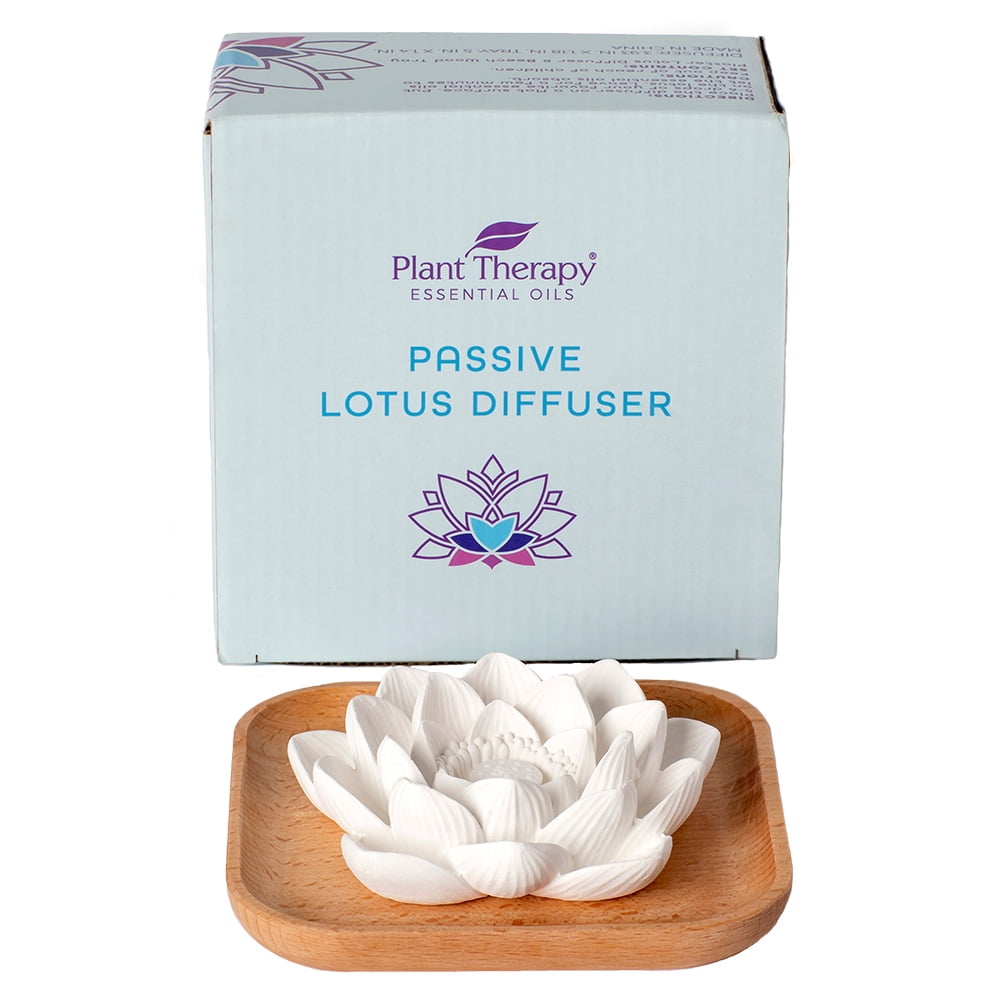 White Lotus Flower Aromatherapy Diffuser with Beech Wood Base