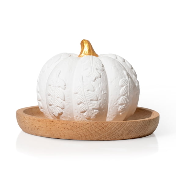 Plant Therapy Pumpkin Passive Fall Diffuser for Essential Oils, Porous, Unglazed Pumpkin & Natural Beech Wood Base, Add Essential Oils for a Soft Scent, Fun & Cheerful Autumn Dcor