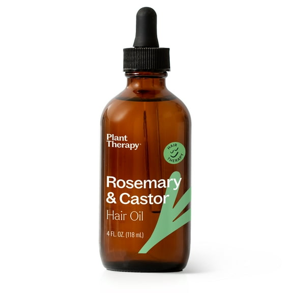Plant Therapy Rosemary & Castor Oil - Hair Treatment for Growth, Shine, and Softness - 4 oz