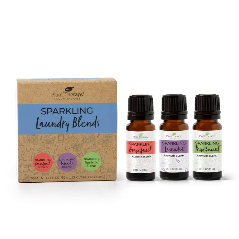 Plant Therapy Sparkling Laundry Essential Oil Blends Set of 3, Peppermint,  Grapefruit & Lavender, Pure, Undiluted, Wash Fragrance and Scent Enhancer