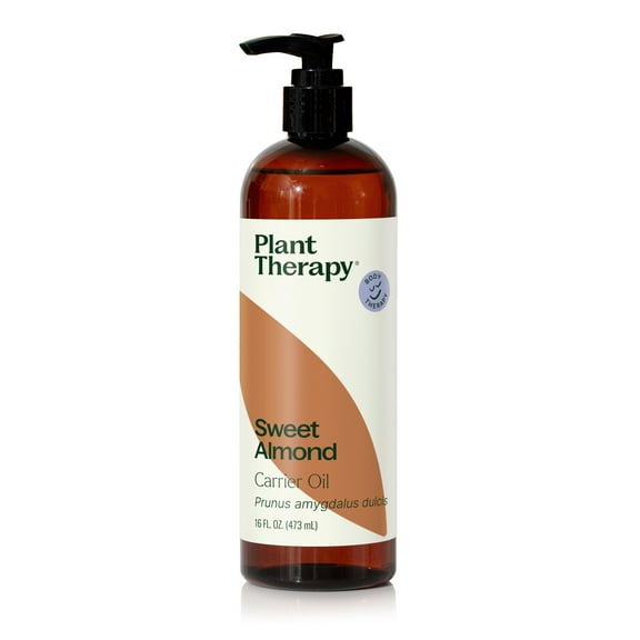 Plant Therapy Sweet Almond Carrier Oil for Skin, Hair, Body, Face & Baby - Natural Moisturizer, Massage & Aromatherapy Carrier Oil 100% Pure, Cold Pressed California Almonds, 16 fl oz