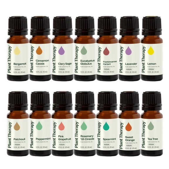 Plant Therapy Top 14 Singles Set Lavender, Eucalyptus, Peppermint, Orange Sweet, Lemon & More 100% Pure, Undiluted, Natural Aromatherapy for Topical Use & Diffusion 10 mL (1/3 oz)