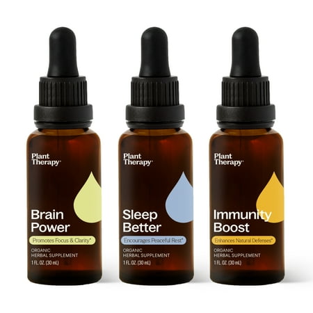 Plant Therapy Total Wellness Trio Set 30 mL Each of Immunity Boost, Brain Power & Sleep Better