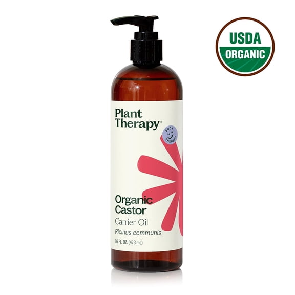 Plant Therapy USDA Organic Castor Oil 100% Pure Cold Pressed 16 oz, for Dry Skin, Hair Growth, Skin, Eyelashes
