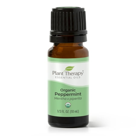 Plant Therapy USDA Organic Peppermint Essential 10 ml (1/3 oz) Oil 100% Pure, Undiluted for Energy & Pain