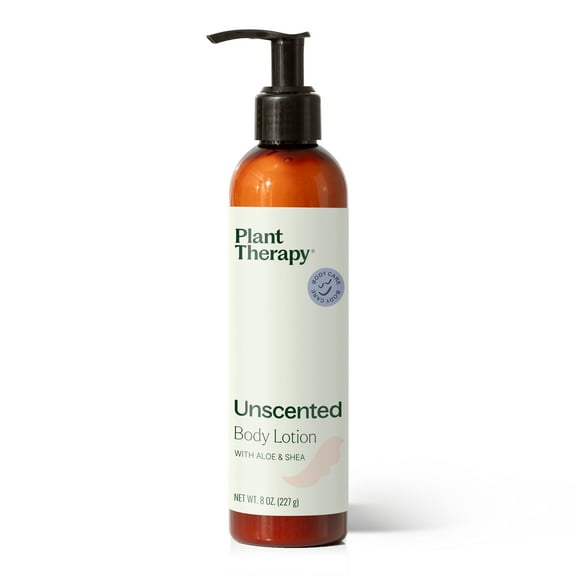 Plant Therapy Unscented Body Lotion with Aloe and Shea, Hydrate and Nourish Skin with Botanical Ingredients, 8 oz
