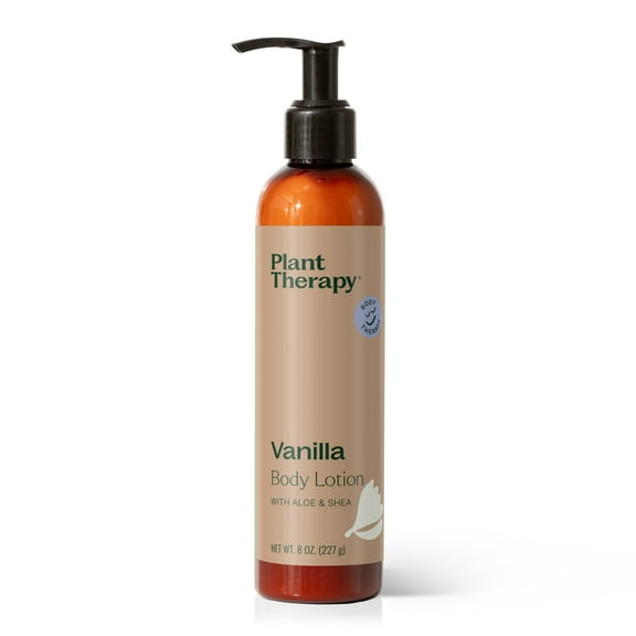 Plant Therapy Vanilla Body Lotion with Aloe and Shea 8 oz Sweet Vanilla Scent, Naturally Moisturizing Ingredients, Soothes & Nourishes Skin