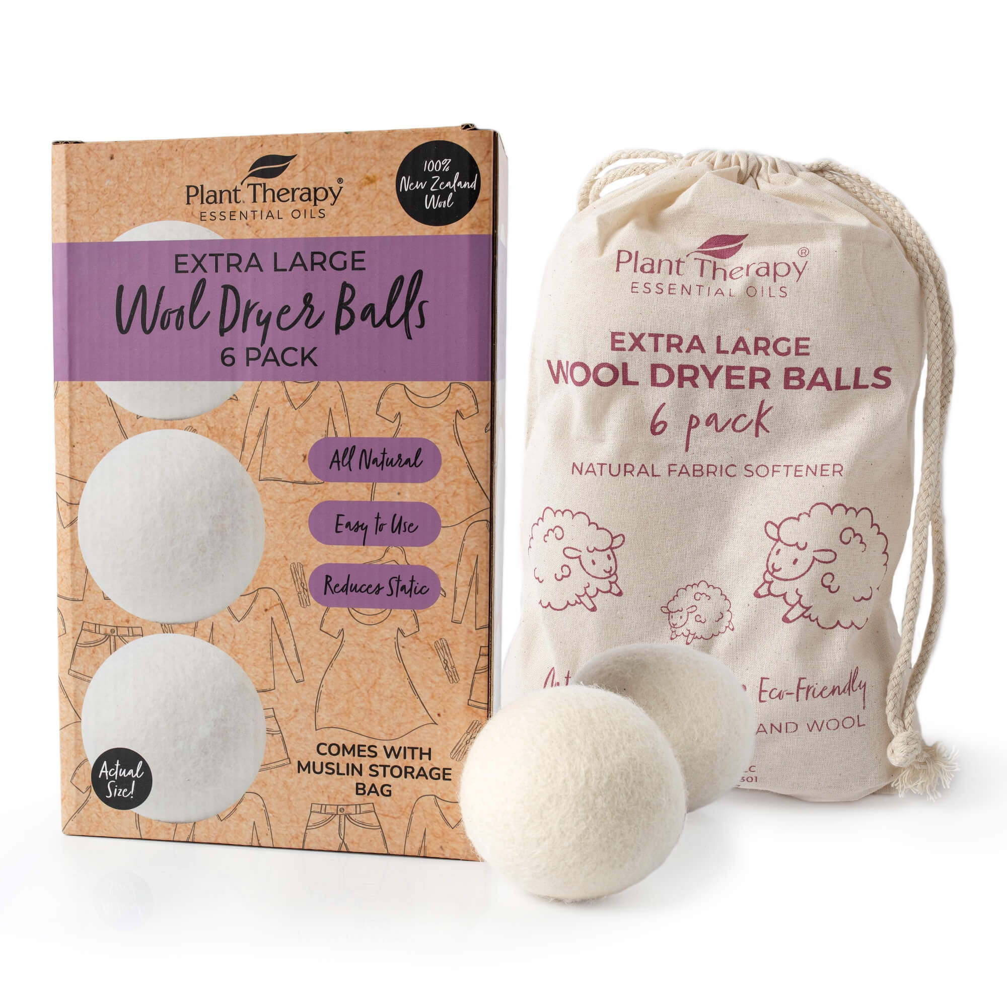 Smart Design Wool Dryer Balls - Natural Eco Fabric Softener - Eliminates Wrinkles & Reduces Static - for Laundry, Clothes, Fabrics - Home