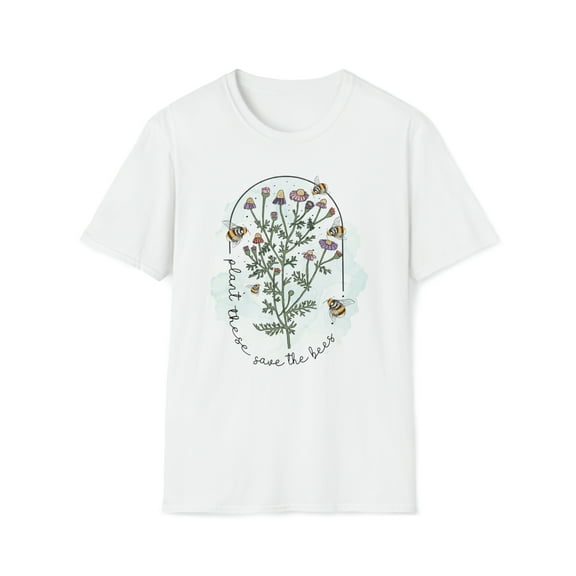 Plant These Save The Bees, Gildan Unisex T-Shirt, Flower Graphic Tee, S-3XL