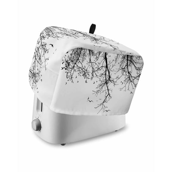Plant Toaster Cover 2 Slice, Tree Branches Animal Bird Black Bread Maker Cover Toaster Dust Cover with Pockets, Dust-Proof Cover for Kitchen Small Appliance 12x7.5x8in