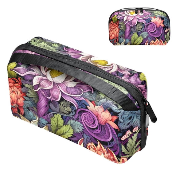 Plant Travel Organizer Cable Wire Cord and Cable Charger Bag Waterproof Oxford Cloth Electronic Accessories Storage Case 5.9x9.44x3.14 in