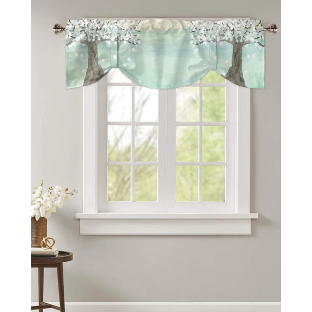 JAIJY Sheer Voile Embroidered Vine Window Curtain Panel - White, 39" X 55", Tab Top Rod Pocket