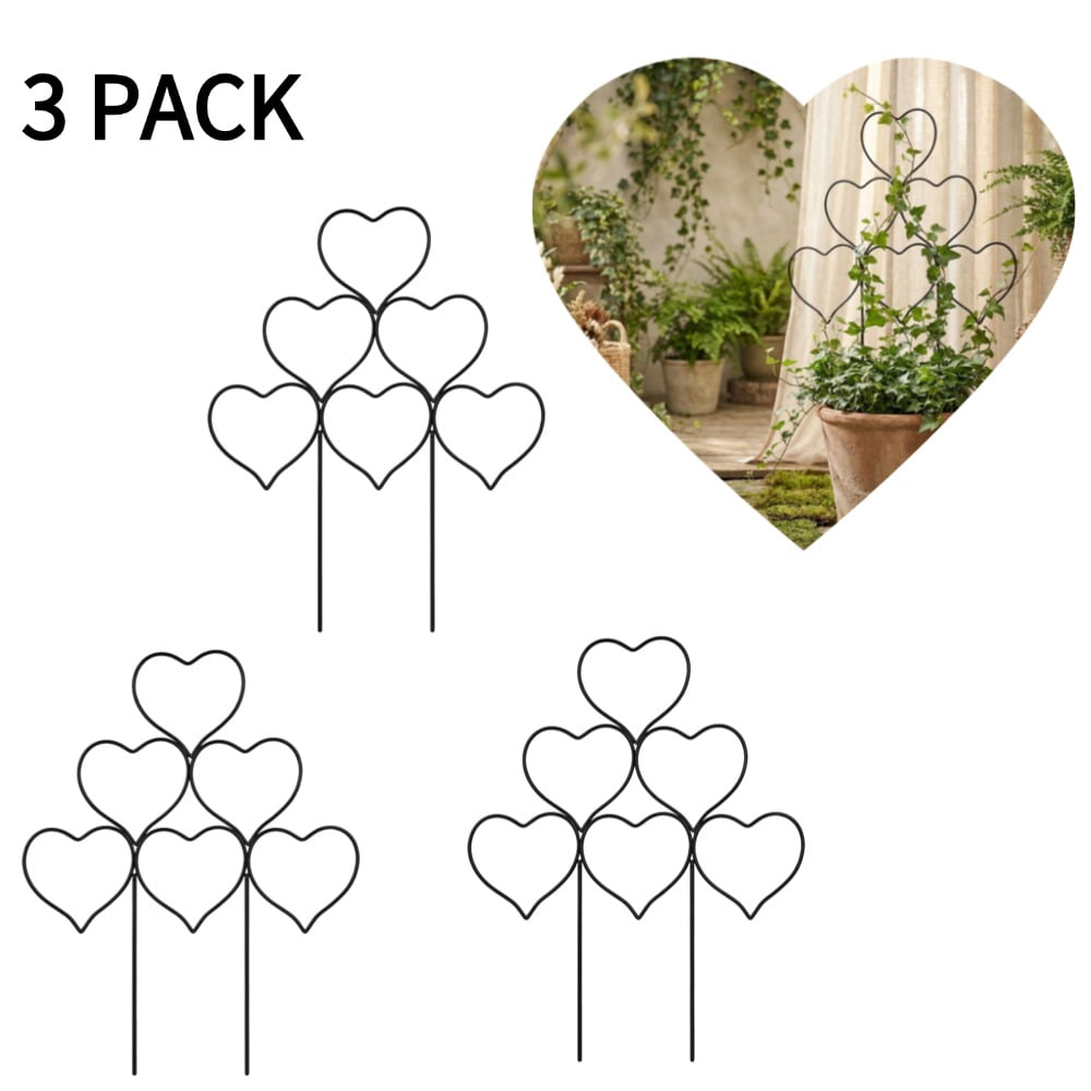 Plant Trellis for Climbing Plants Indoor Outdoor, Heart Design 3 Pack ...