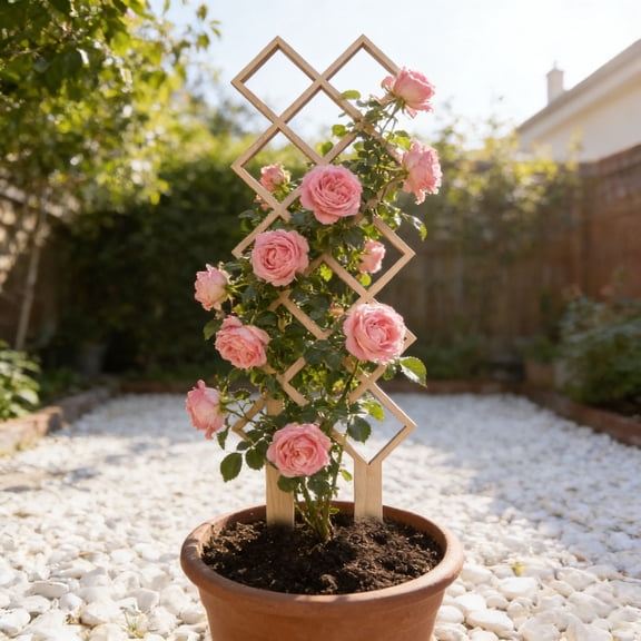 Trellises and Supports for Outside Decorative Geometric Basswood Garden Stakes Lattice Support for Climbing Vines Roses Potted Small Vegetables