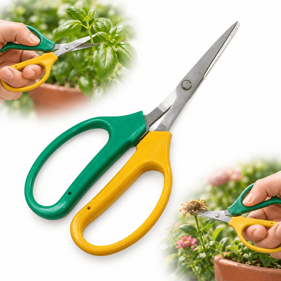 Plant Trimming Scissors, Stainless Steel Curved Tip Herb Garden Snips, 6.14 in Total Length, 1 Pack