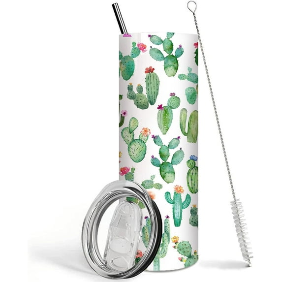 Plant Tumbler with Lid and Straw Double Wall Vacuum Stainless Steel,What The Succulent Plant,Plant Lover Coffee Travel Mug,Plant Lady Gifts,Succulent Plant Lovers Gifts for Women,Friends, Plant Lady