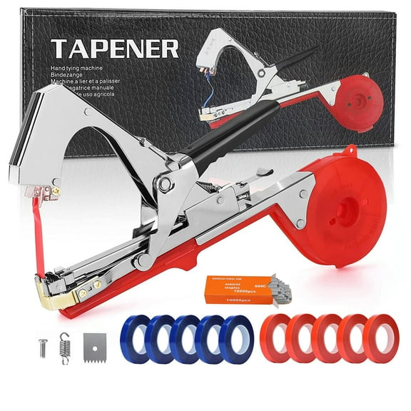 Plant Tying Machine For Grapes, with 10 Rolls Tapes, 10000pcs Staples, Raspberries, Tomatoes, Vining Vegetables And Flower Planting