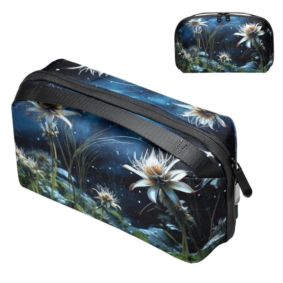 Plant USB Organizer Oxford Cloth Waterproof Electronic Gadget Storage Bag 5.9x9.44x3.14 in Hard Drive Case Portable Small Box Cell Phone Charger Cord Organizer