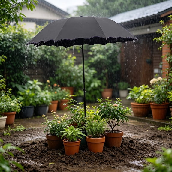 Umbrellas For Outdoor Plants, Larger Garden Umbrella Sun Shade For Garden Beds Potted Adjustable Angle Shade Cover Umbrellas For Flower ,Black - 125Cm