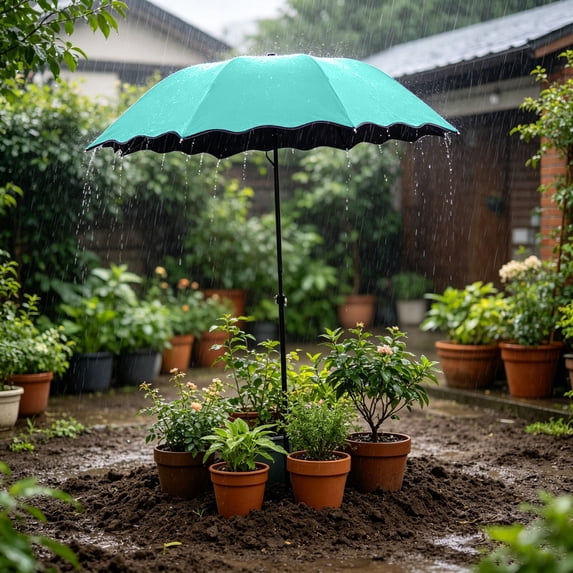 Umbrellas For Outdoor Plants, Larger Garden Umbrella Sun Shade For Garden Beds Potted Adjustable Angle Shade Cover Umbrellas For Flower ,Sky Blue - 125Cm