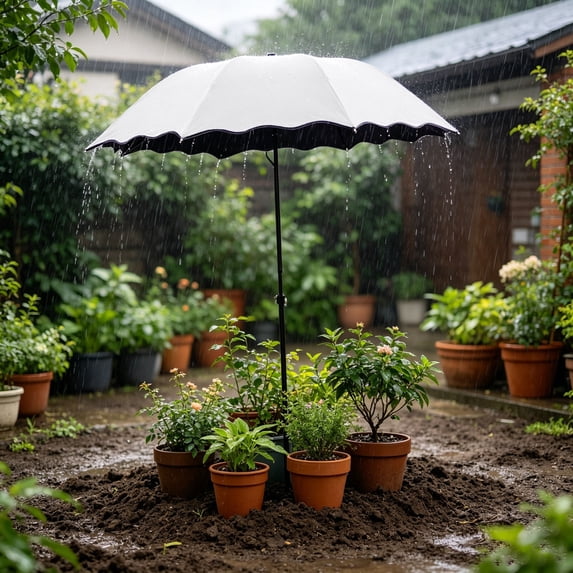 Umbrellas For Outdoor Plants, Larger Garden Umbrella Sun Shade For Garden Beds Potted Adjustable Angle Shade Cover Umbrellas For Flower ,White - 125Cm
