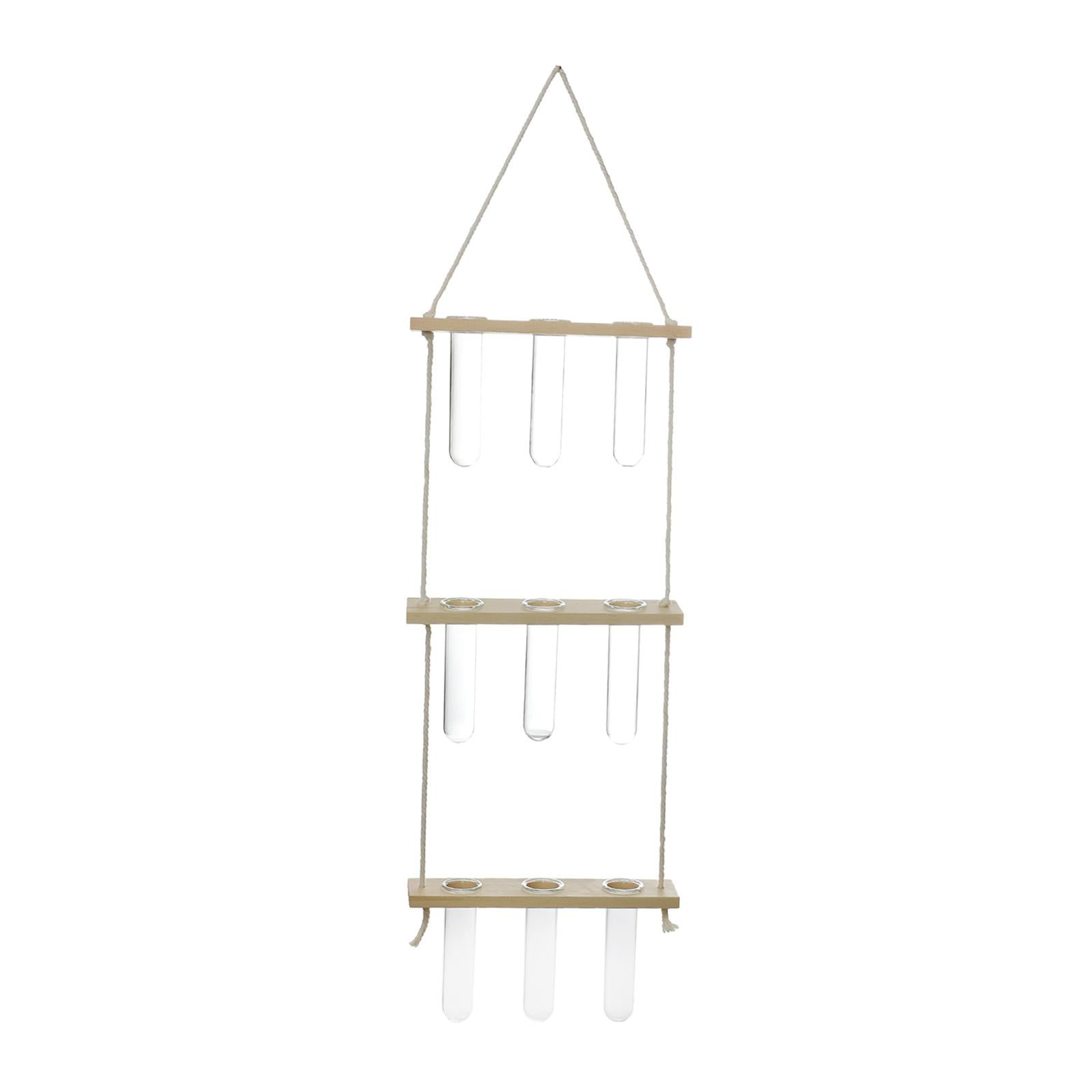 Plant Vase Test Tube Vase Wood Wall Hanging Planter - Natural Wood