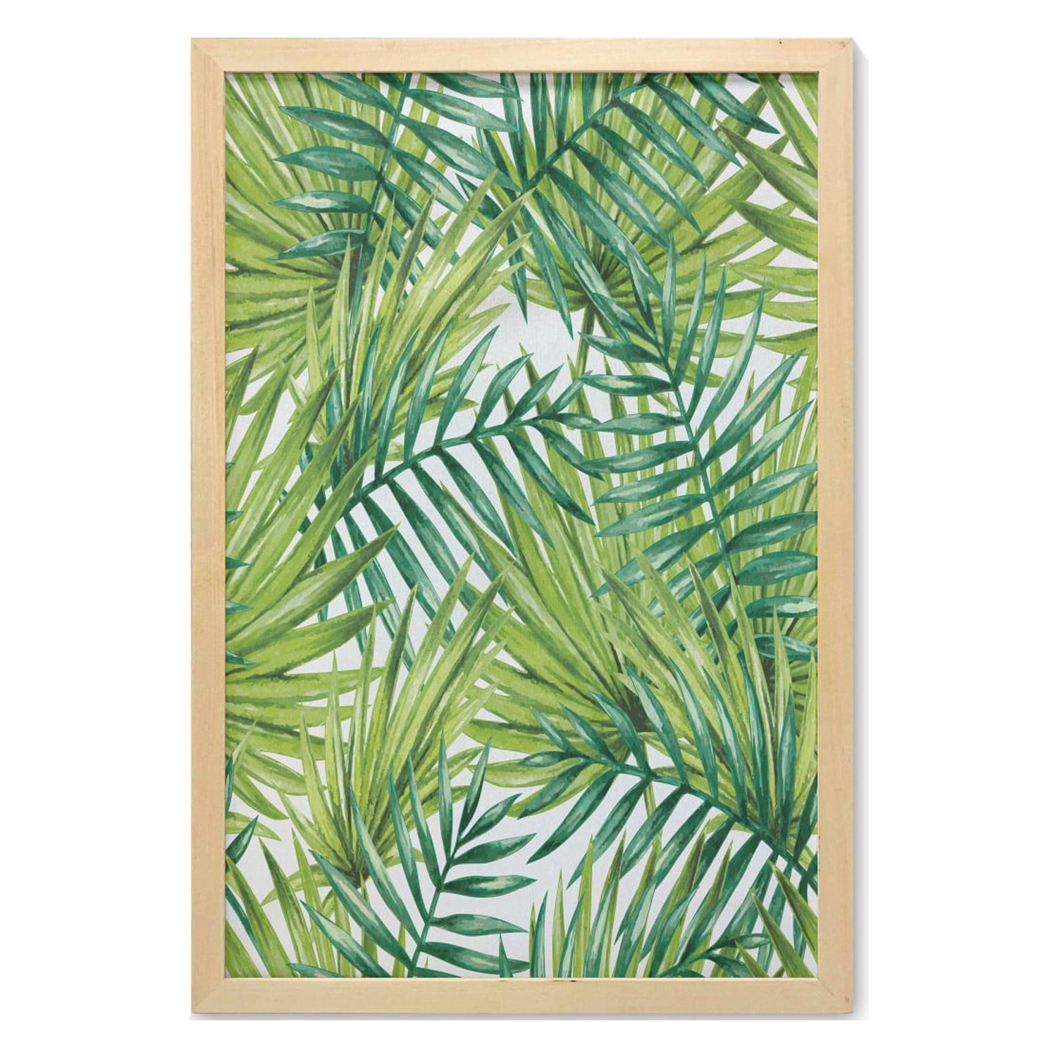 Plant Wall Art with Frame, Watercolor Tropical Palm Leaves Colorful ...