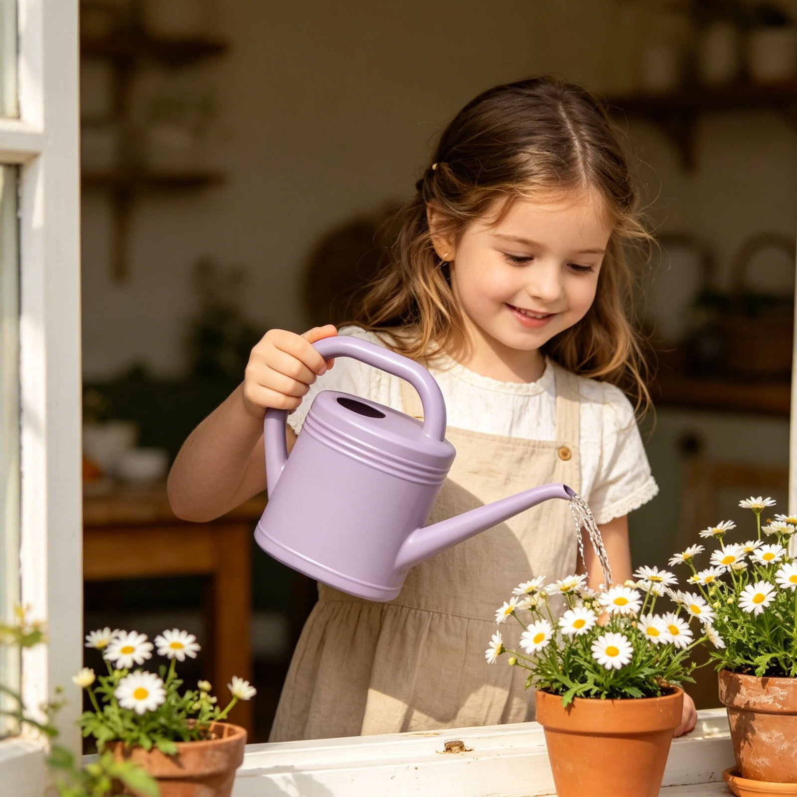 Plant Watering Can, Resin Watering Can, Sturdy Garden Watering Can, Top & Side Dual Handle, For Flower Planting, Vegetable Gardening, 2L
